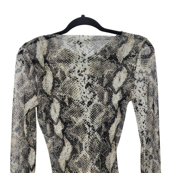 JLuxlabel Snake Long Sleeve Wrap Bodysuit Leggings Set Sz M Sheer Sexy Chic - Picture 15 of 16